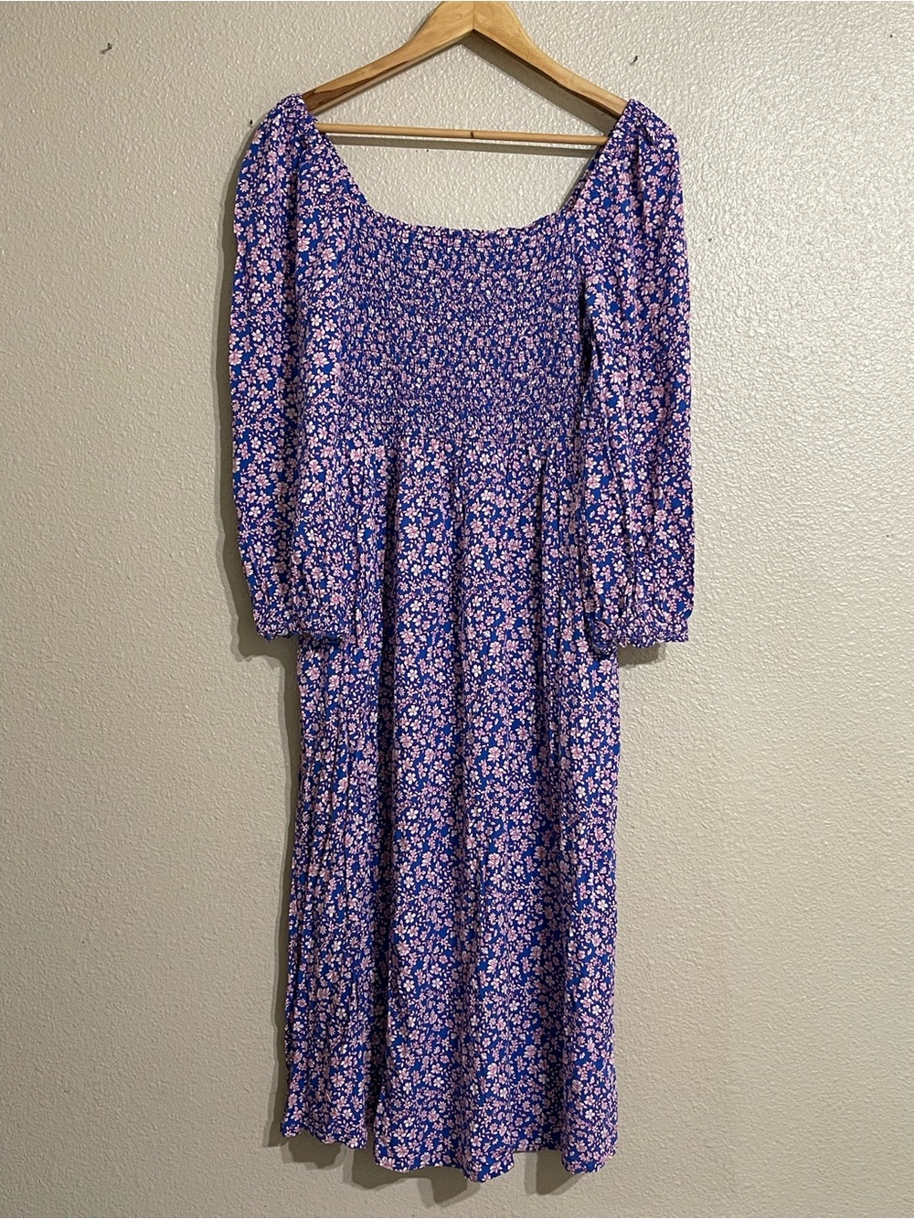J. Crew Lavender-Blue Floral Smocked Maxi Dress - Picture 2 of 13
